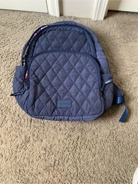 Vera Bradley Quilted Deep Blue Backpack with Floral Trim